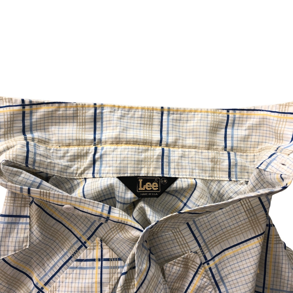 70s vintage USA製 Lee リー 長袖シャツ ウエスタンシャツ チェック ホワイト/ブルー/イエロー