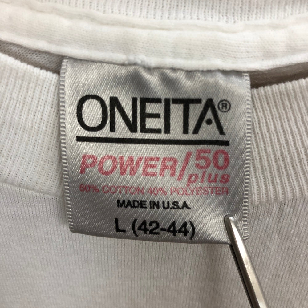 80s 90s vintage USA製 ONEITA オニータ 銀タグ アメリカ JACHO STATE 英字 Tシャツ 半袖 カットソー