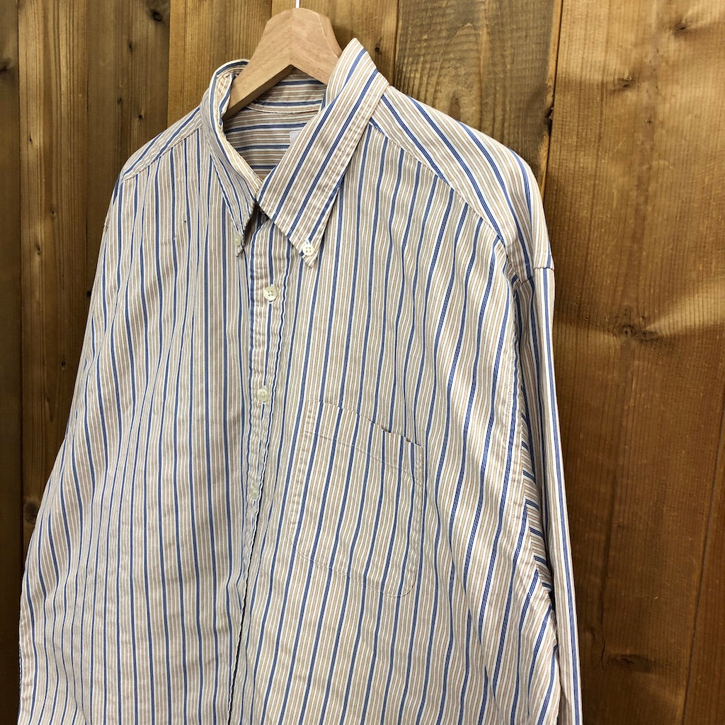 Brooks Brothers ブルックスブラザーズ ストライプ 長袖シャツ BDシャツ ボタンダウン ベージュ/ブルー/ホワイト