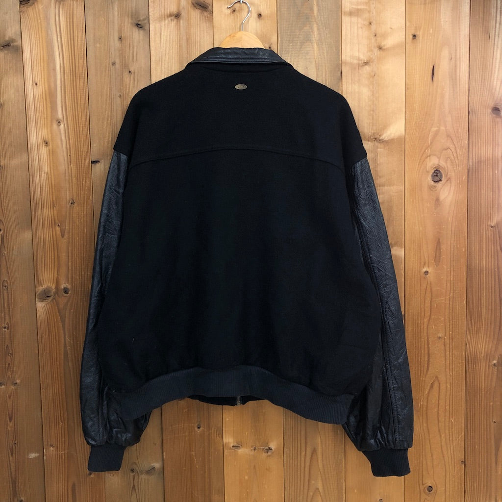90s 00s vintage カナダ製 iD WEARスタジャン 袖レザー 袖革 襟レザー