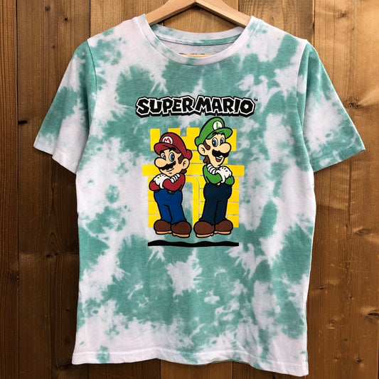 SUPER MARIO スーパーマリオ Tシャツ 半袖 カットソー タイダイ染め ビッグプリント ゲームTシャツ キャラクターTシャツ
