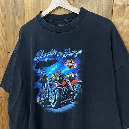 90s vintage USA製 HARLEY DAVIDSON ハーレーダビッドソン Tシャツ 半袖 Motorcycle Shootin the Breeze バイク KONA HAWAII ハワイ 1999 ブラック