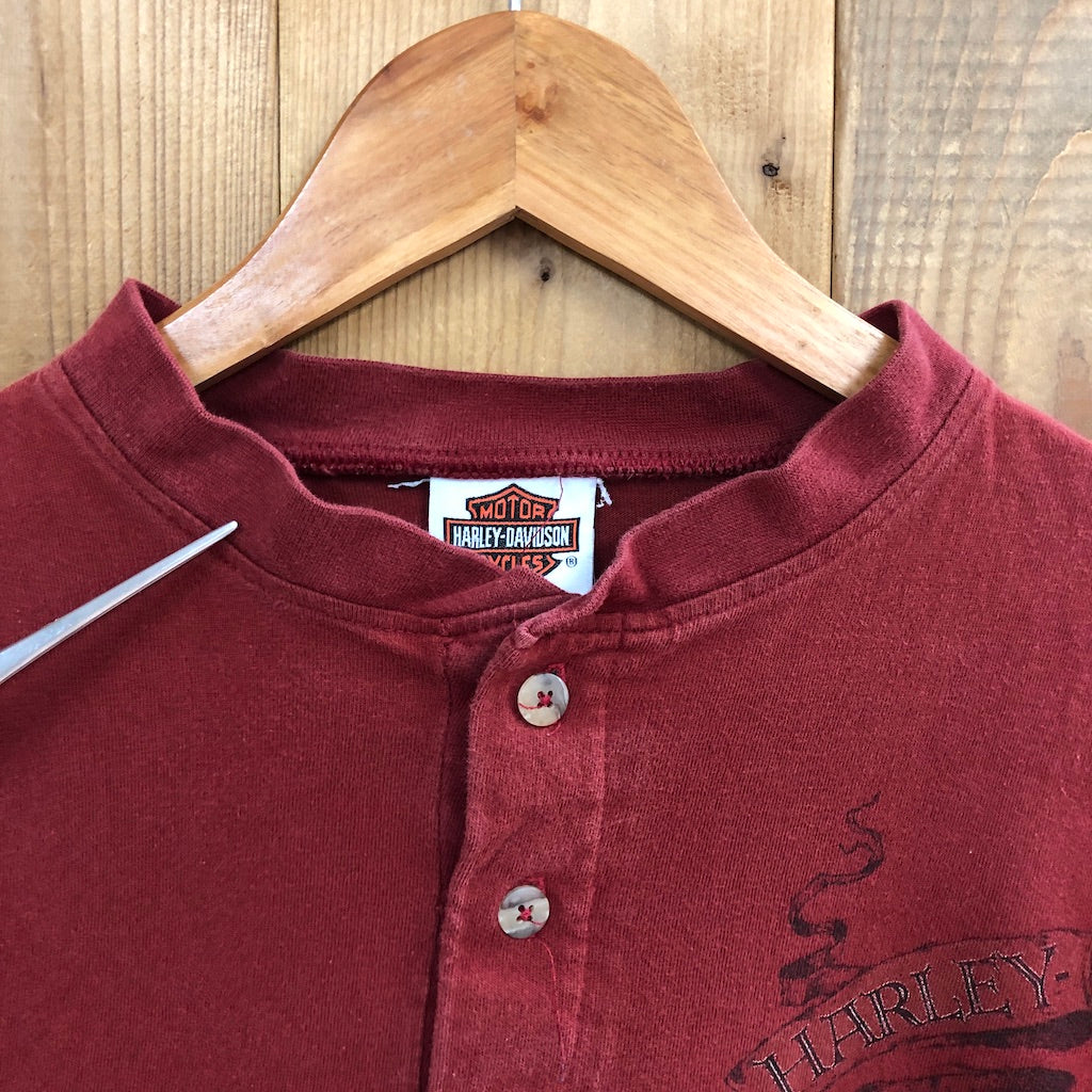 HARLEY-DAVIDSON ハーレーダビットソン ロングTシャツ ロンT ヘンリーネック プリント