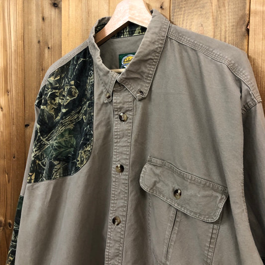 Cabela's カベラス 長袖シャツ ハンティングシャツ ボタンダウン ベージュ、リアルカモ