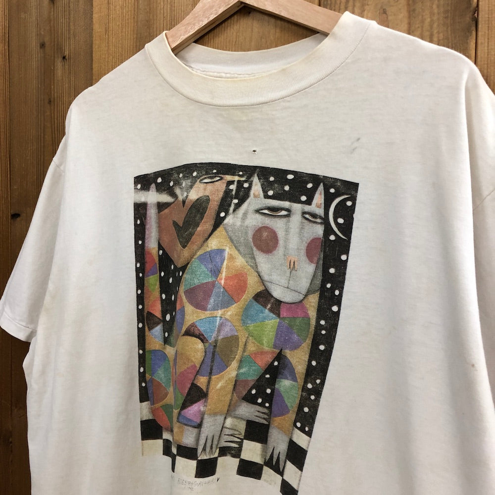 80s 90s vintage USA製 ONEITA オニータ Chris roberts antieau クリス・ロバーツ・アンティオー プリント Tシャツ 半袖 カットソー