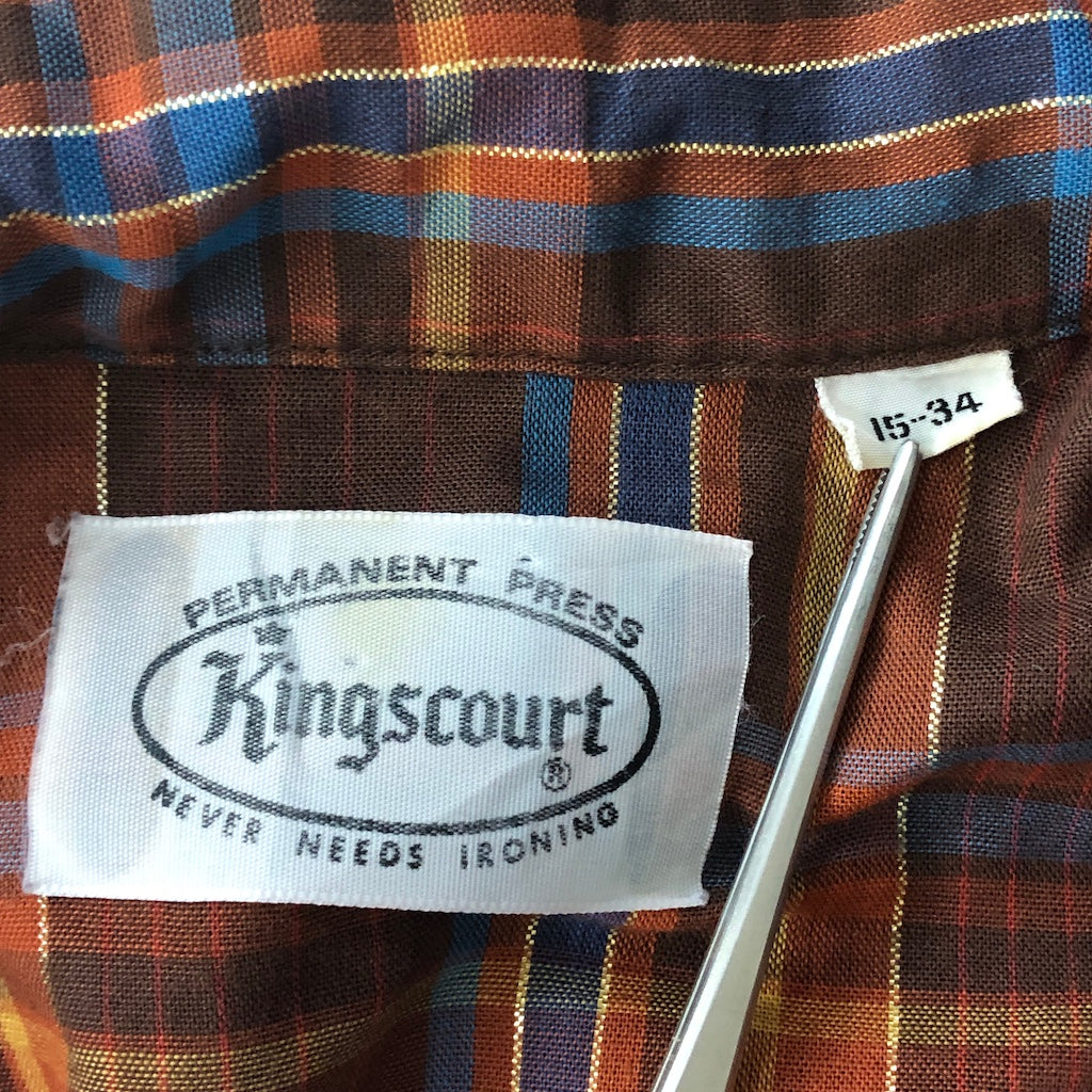 Kingscourt キングスコート 長袖シャツ ウエスタンシャツ チェック オレンジ/ブルー/イエロー/ブラウン