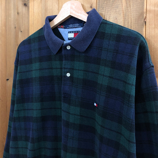 TOMMY HILFIGER トミーヒルフィガー ポロシャツ 長袖 ブラックウォッチ柄