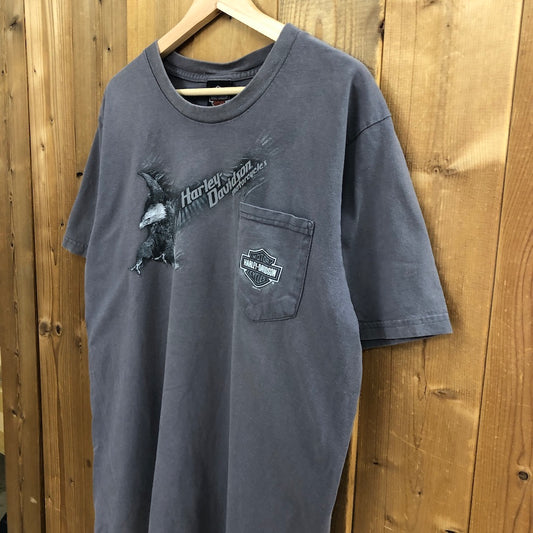 00s USA製 HARLEY DAVIDSON ハーレーダビッドソン イーグル LAS VEGAS ラスベガス プリント Tシャツ 半袖 カットソー 2003年
