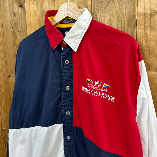 90s vintage TOMMY HILFIGER トミーヒルフィガー セーリングシャツ 長袖シャツ  SAILING GEAR マルチカラー