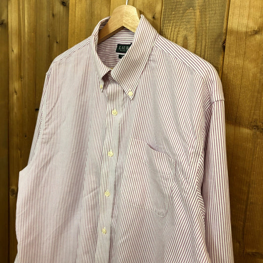 80s  vintage RALPH LAUREN ラルフローレン 長袖シャツ BDシャツ ボタンダウン ストライプ ホワイト/パープル