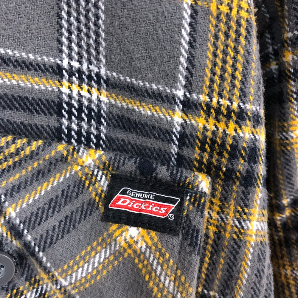 Dickies ディッキーズ 長袖シャツ ネルシャツ チェック フランネル ダブルポケット グレー・イエロー