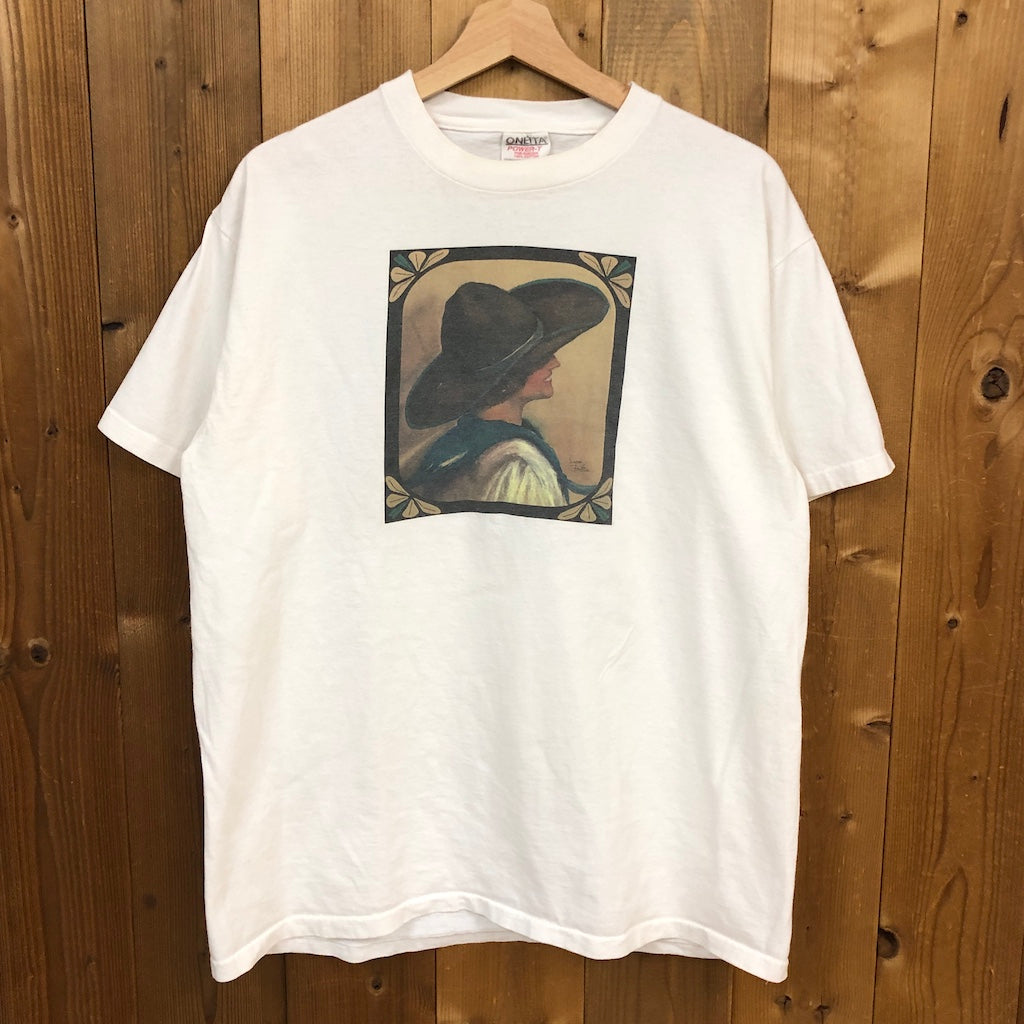 90s vintage ONEITA オニータ プリントTシャツ 半袖 カットソー 絵画 オフホワイト
