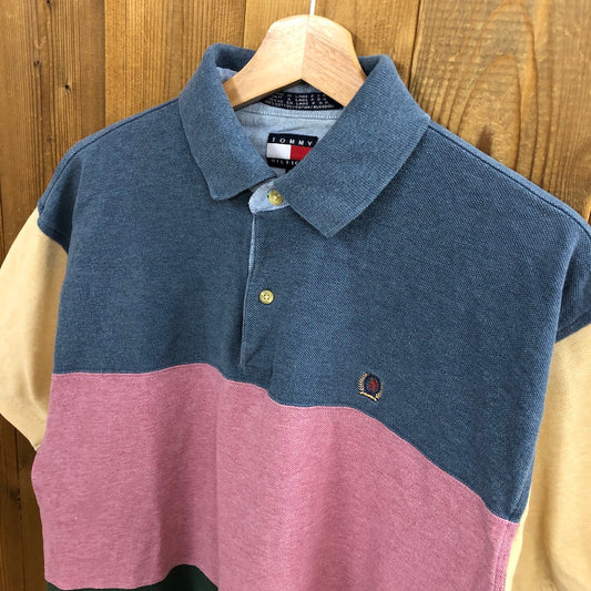 TOMMY HILFIGER トミーヒルフィガー ポロシャツ ボーダー 半袖 ワンポイント 刺繍 バイカラー