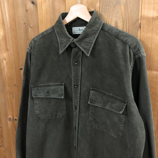 80s vintage USA製 L.L.Bean エルエルビーン CHAMOIS CLOTH シャモアクロスシャツ 長袖シャツ