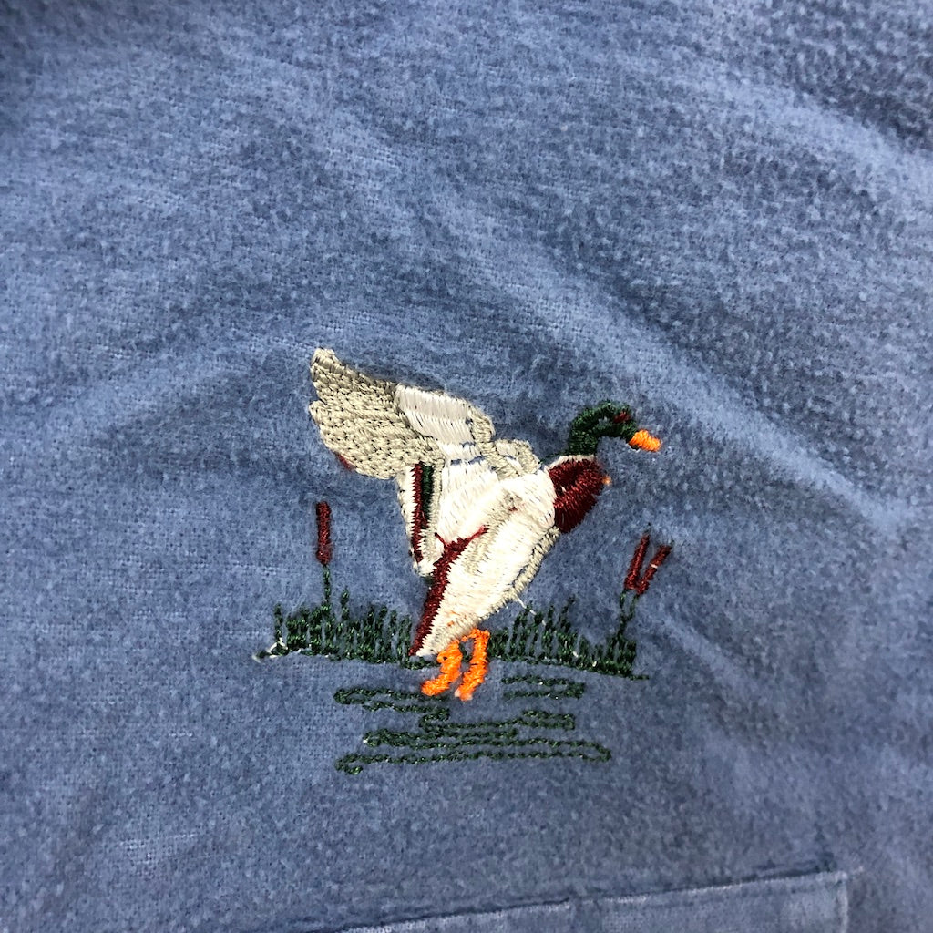 USA製 80s vintage FIVE BROTHER ファイブブラザー フランネルシャツ ネルシャツ 長袖シャツ 刺繍 ブルー