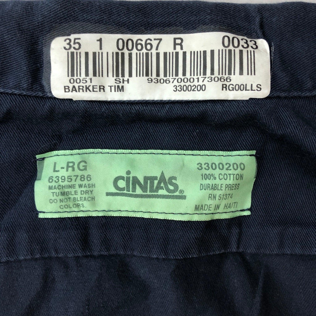 CINTAS シンタス 長袖シャツ ワークシャツ 企業モノ ワッペン ネイビー