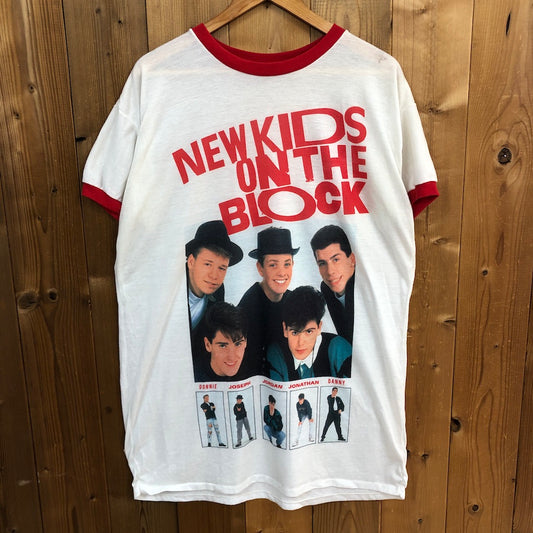90s vintage ROCK NITES ロックナイツ NEW KIDS ON THE BLACK ニューキッズオンザブロック リンガーTシャツ 半袖 カットソー プリント