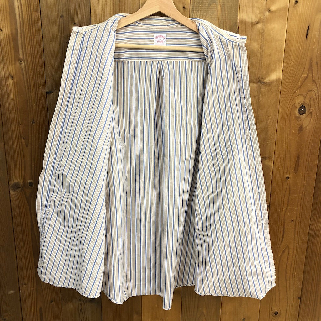 Brooks Brothers ブルックスブラザーズ ストライプ 長袖シャツ BDシャツ ボタンダウン ベージュ/ブルー/ホワイト