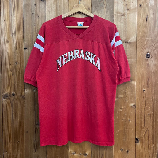 80s vintage USA製 calcru NEBRASKA ネブラスカ フットボール Tシャツ 半袖 コットン カットソー
