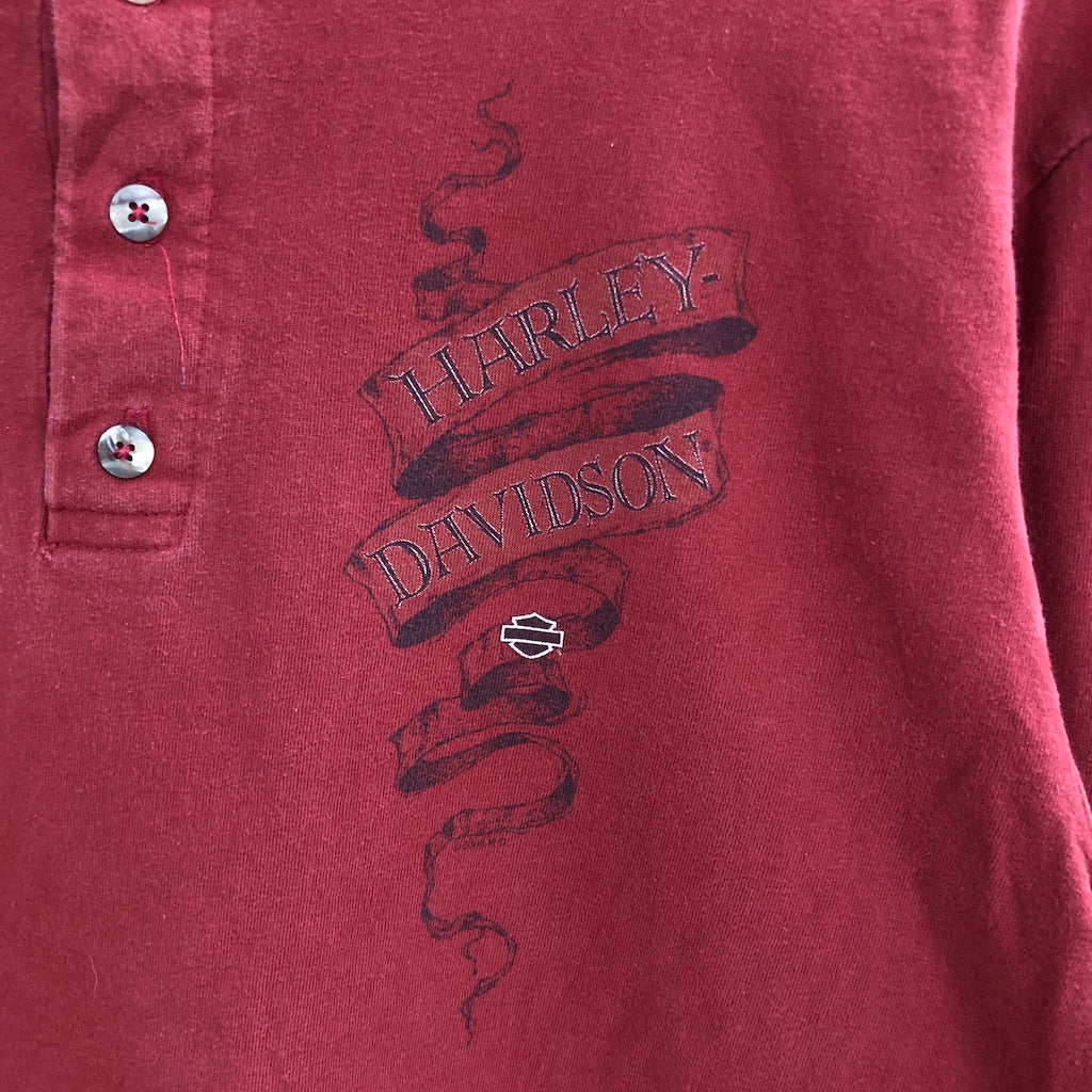 HARLEY-DAVIDSON ハーレーダビットソン ロングTシャツ ロンT ヘンリーネック プリント