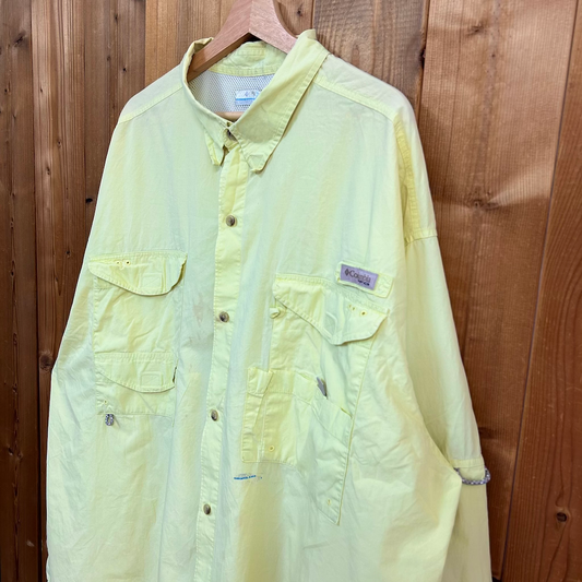 Columbia コロンビア 長袖シャツ フィッシングシャツ メッシュ イエロー