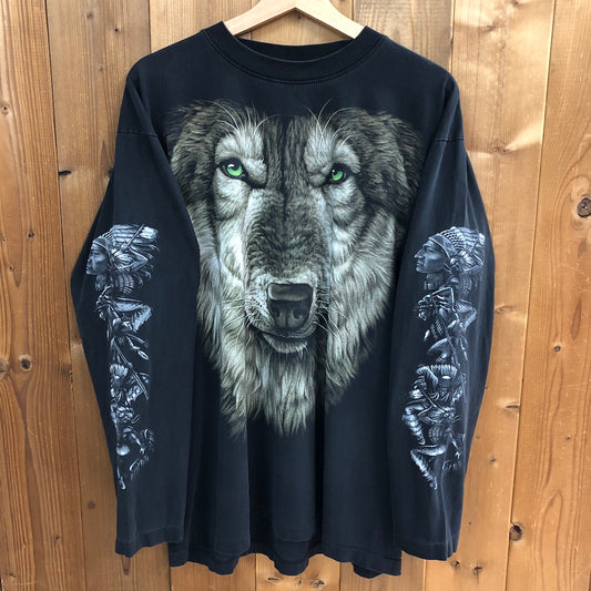 ROCK EAGLE ロックイーグル プリントTシャツ 半袖 カットソー WOLF 狼 オオカミ ウルフ