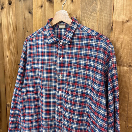 70s vintage WUL ORIGINAL ウールオリジナル グランパシャツ 長袖シャツ パジャマシャツ チェック柄 プルオーバー ブルー系 チェック柄