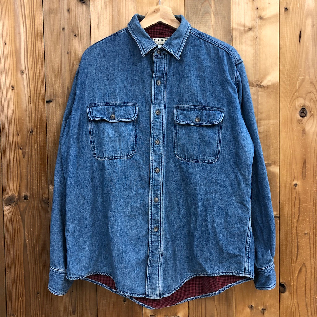 USA製 80s vintage L.L.Bean エルエルビーン デニムシャツ 裏地コットンネル