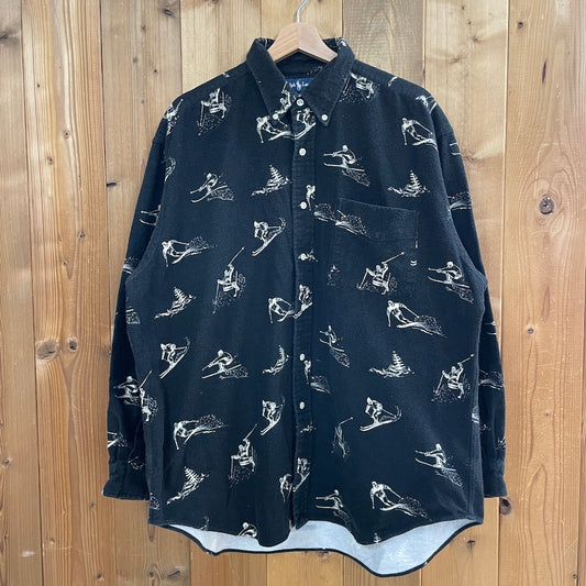 Ralph Lauren ラルフローレン BIG SHIRT フランネルシャツ 100%コットン スキー 総柄