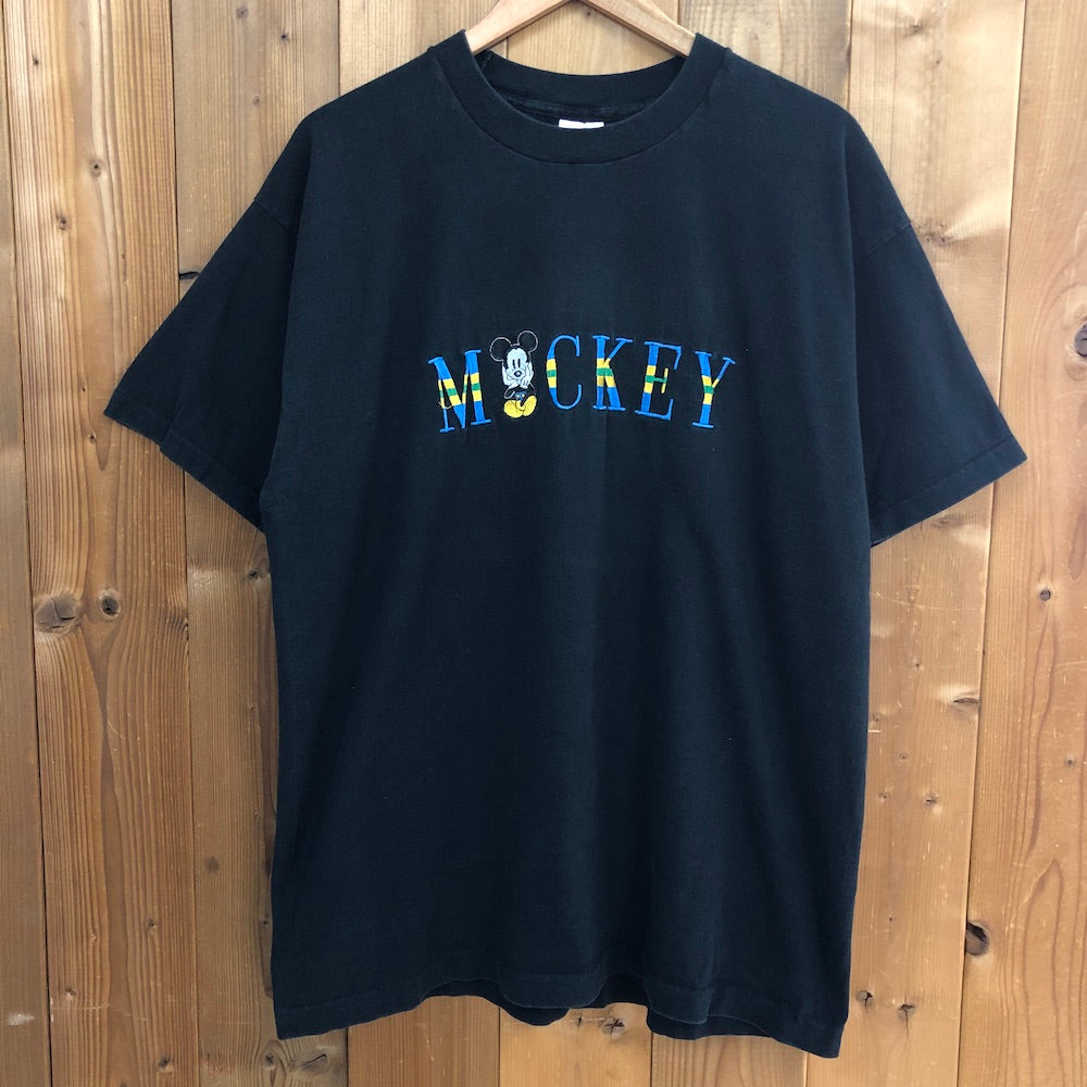 90s vintage USA製 MICKEY & CO. Disney ディズニー ミッキーマウス 刺繍 Tシャツ 半袖 カットソー