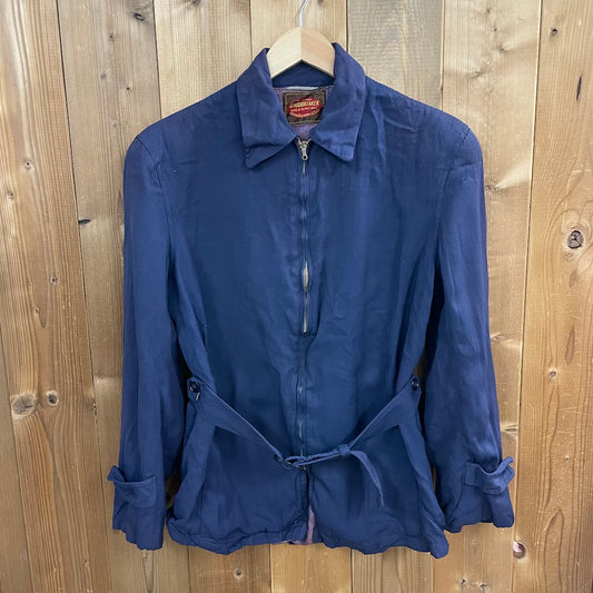 40s vintage JOHN RISSMAN＆SON WINDBREAKER ギャバジンジャケット ジップジャケット CROWNジップ ベルト フルジップ ジップアップ