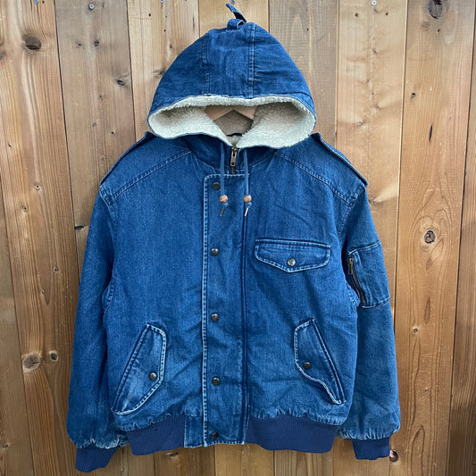 80s vintage Yves Saint Lauren SPORT イヴサンローラン スポーツ デニムボアジャケット パーカー フーディー フルジップ ジップアップ