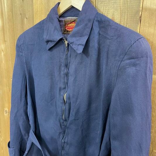 40s vintage JOHN RISSMAN＆SON WINDBREAKER ギャバジンジャケット ジップジャケット CROWNジップ ベルト フルジップ ジップアップ