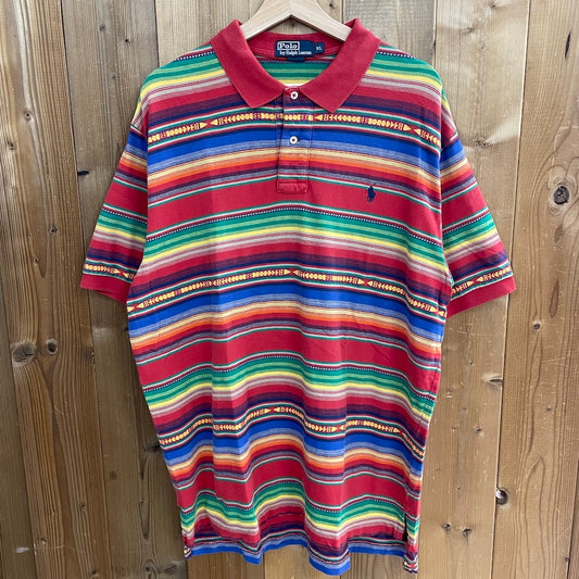 90s vintage Polo by Ralph Lauren ポロバイラルフローレン ポロシャツ 半袖 ネイティブ柄 ワンポイント ロゴ 刺繍