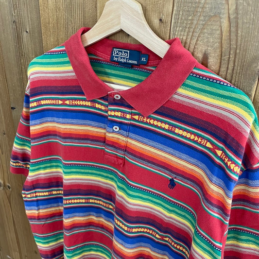 90s vintage Polo by Ralph Lauren ポロバイラルフローレン ポロシャツ 半袖 ネイティブ柄 ワンポイント ロゴ 刺繍
