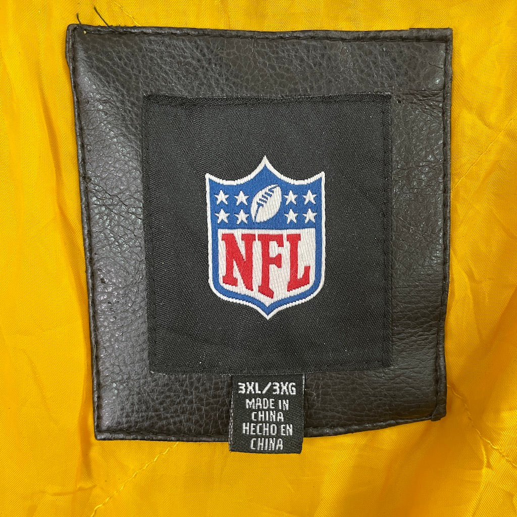 NFL SUPER BOWL スーパーボウル レザージャケット 合皮 Steelers スティーラーズ フルジップ ジップアップ