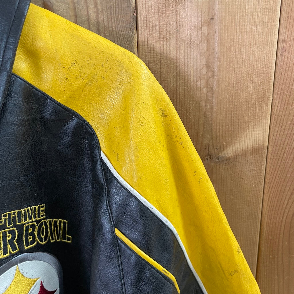 NFL SUPER BOWL スーパーボウル レザージャケット 合皮 Steelers スティーラーズ フルジップ ジップアップ