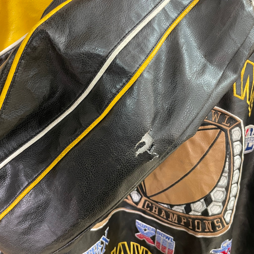 NFL SUPER BOWL スーパーボウル レザージャケット 合皮 Steelers スティーラーズ フルジップ ジップアップ