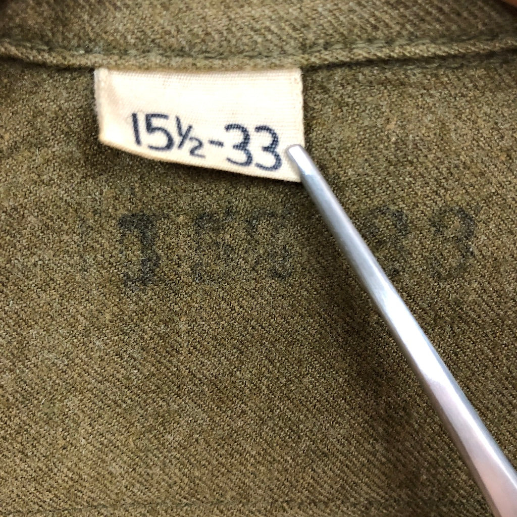 50s vintage U.S.ARMY アメリカ軍 ウールシャツ ミリタリーシャツ フラップ付き胸ポケット 長袖