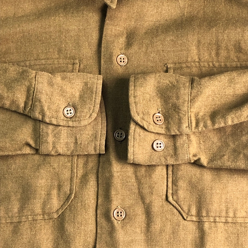 50s vintage U.S.ARMY アメリカ軍 ウールシャツ ミリタリーシャツ フラップ付き胸ポケット 長袖