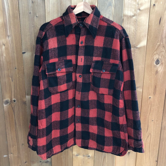 40s vintage J.C.PENNEY ウールシャツ バッファローチェック 長袖シャツ フラップ付き胸ポケット
