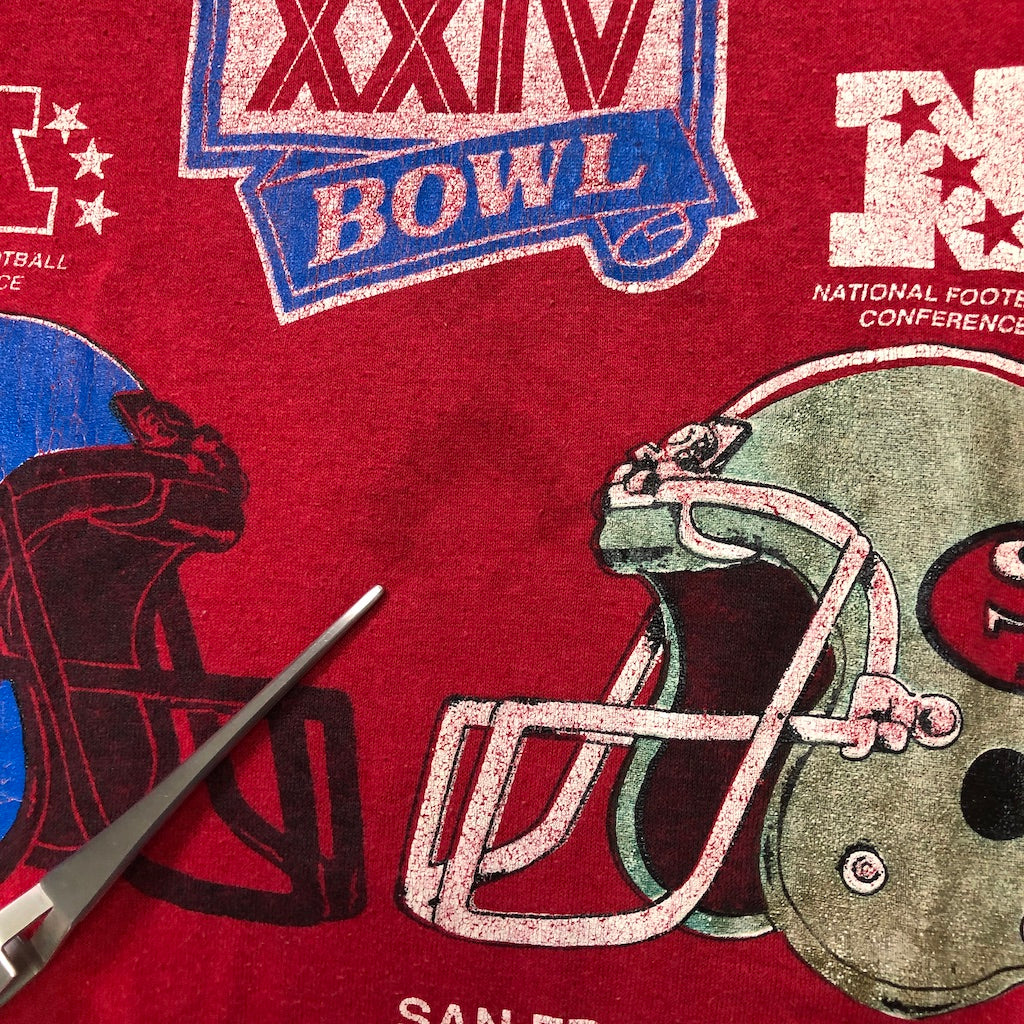 90s vintage JERZEES ジャージーズ NFL SUPER BOWL スーパーボウル XXIV BRANCOS ブランコズ 49ERS フォーティーナイナーズ プリントTシャツ 半袖 カットソー