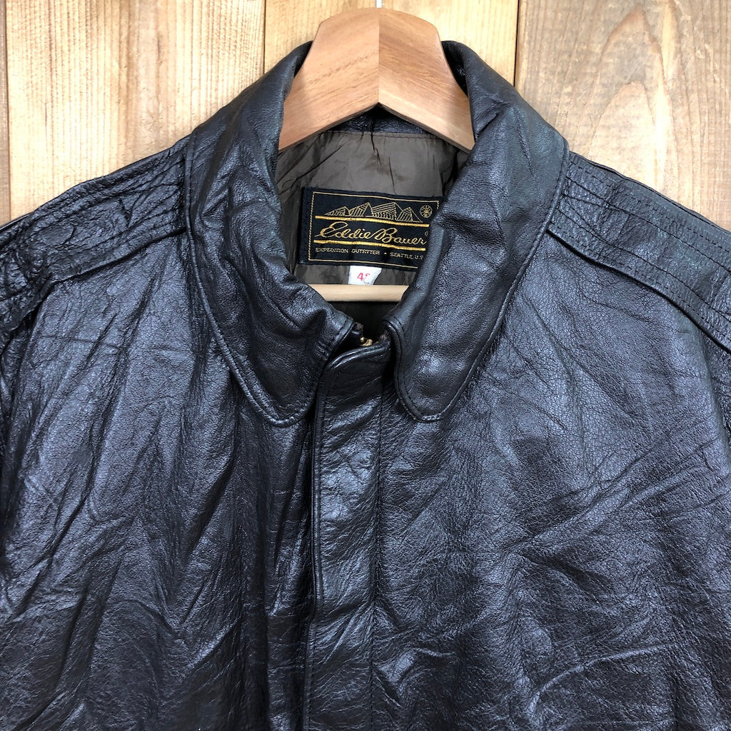 80s USA製 Eddie Bauer エディバウアー A-2 レザージャケット 山羊革