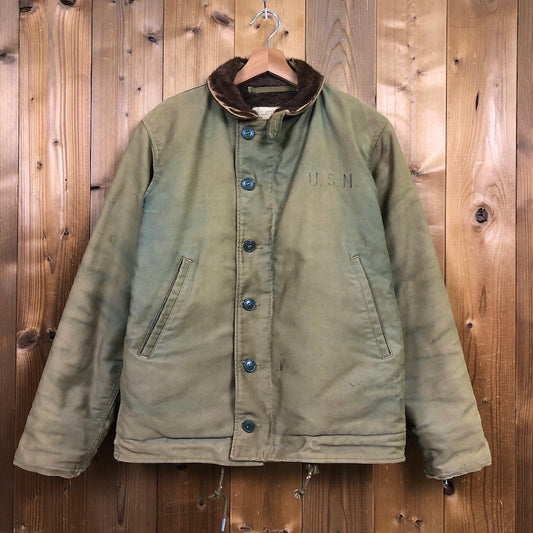 40s vintage U.S.ARMY N-1 デッキジャケット アルパカ タロンジップ ファー アメリカ軍 米軍 軍モノ
