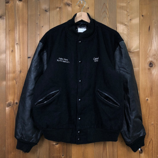 90s vintage USA製 BUTWIN バトウィン スタジャン レザー Valley Bank バレー銀行