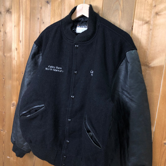 90s vintage USA製 BUTWIN バトウィン スタジャン レザー Valley Bank バレー銀行