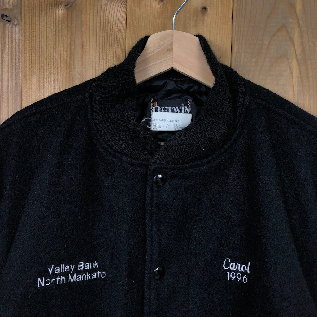 90s vintage USA製 BUTWIN バトウィン スタジャン レザー Valley Bank バレー銀行