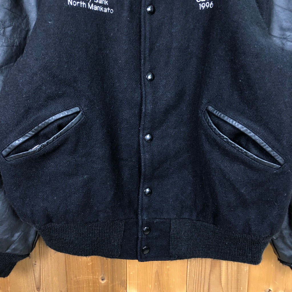 90s vintage USA製 BUTWIN バトウィン スタジャン レザー Valley Bank バレー銀行
