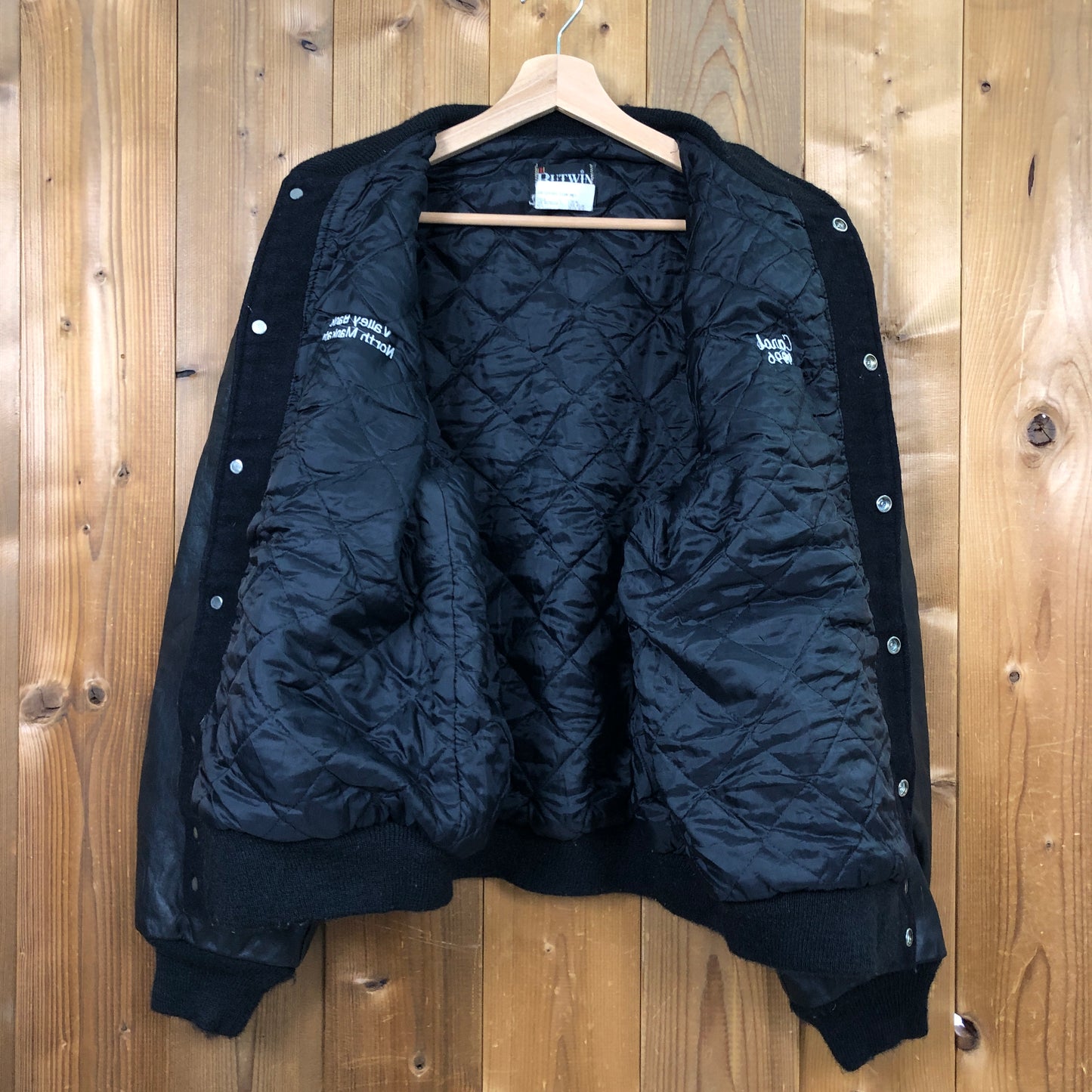 90s vintage USA製 BUTWIN バトウィン スタジャン レザー Valley Bank バレー銀行