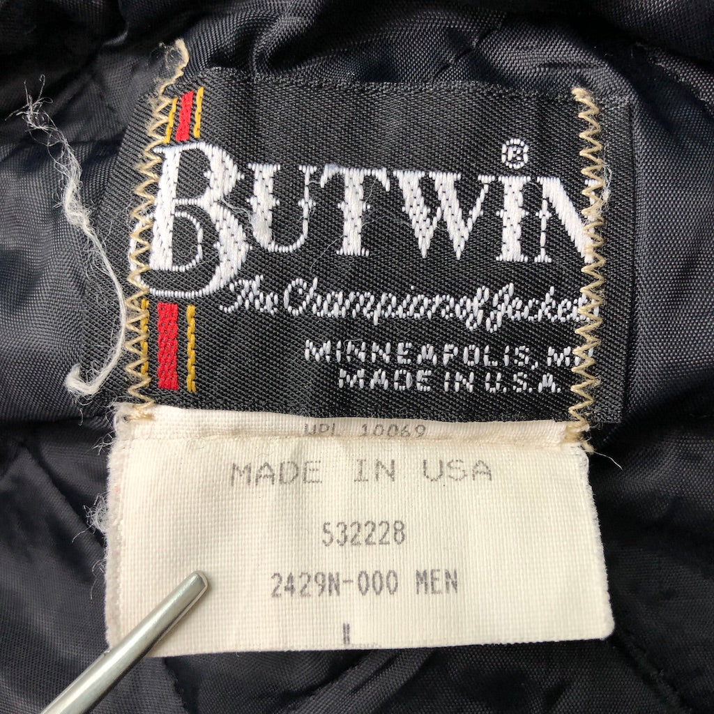 90s vintage USA製 BUTWIN バトウィン スタジャン レザー Valley Bank バレー銀行